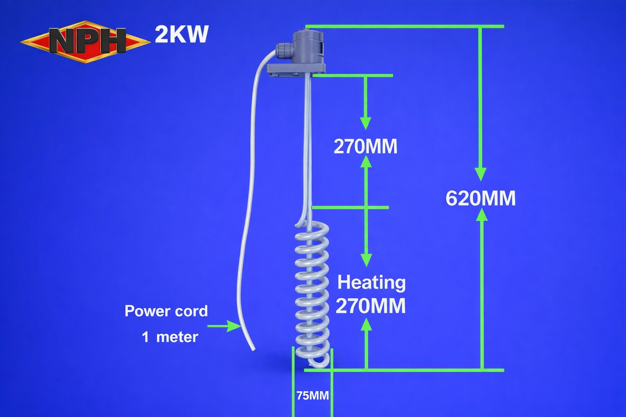 Over the Side Teflon (PTFE) Coil Heater Style Immersion Heater-Specs-A.png